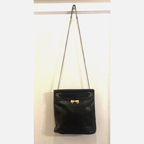 Vintage NINA RICCI Black Leather Shoulder Tote Handbag Bag   Women's Size Medium - Picture 3 of 12